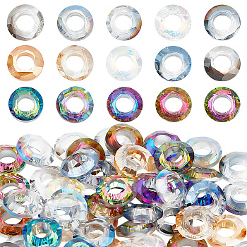 Elite 60Pcs 15 Colors Glass Cabochons, Nail Art Decoration Accessories, Ring, Mixed Color, 10.5x3.5mm, Hole: 5mm, 4pcs/color