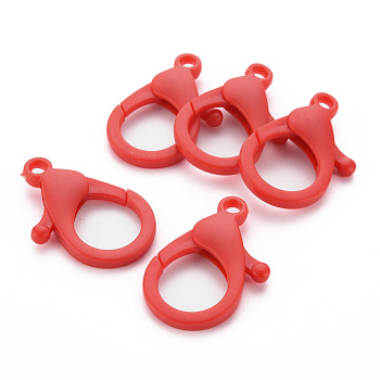 Plastic Lobster Claw Clasps, Red, 35x24.5x6mm, Hole: 3mm