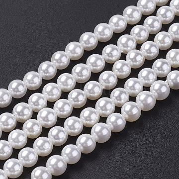 Shell Pearl Bead Strands, Grade A, Round, Seashell Color, 3mm, Hole: 0.5mm, about 124pcs/strand, 16 inch(BSHE-P023-3mm)