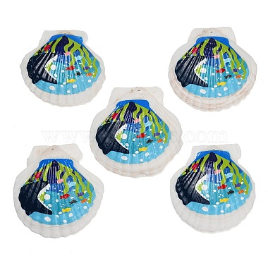 Printed Natural Shell Big Pendants(SH-CBA93AD-19F)-1