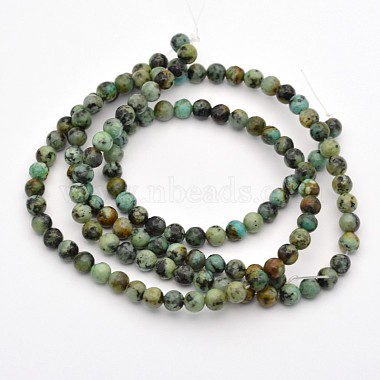 Brins de perles rondes en turquoise africaine naturelle (jaspe)(G-D665-6mm)-2