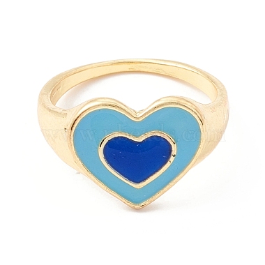 Heart Enamel Finger Ring for Girl Women(RJEW-Z010-01LG-RS)-2