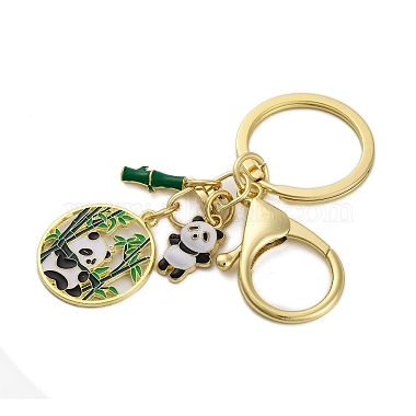 Rack Plating Panda Zinc Alloy Enamel Pendant Keychain(KEYC-G064-01E)-2