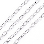 Tarnish Resistant 304 Stainless Steel Cable Chains, Soldered, with Card Paper, Oval, Stainless Steel Color, Links: 4x2x0.4mm, about 32.8 Feet(10m)/card(CHS-L024-013B)