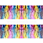 Plastic Foil Fringe Curtains, Wavy Tinsel Wall Backdrops, for Birthday Wedding Party Christmas Baby Shower Decorations, Colorful, 300x3000x0.1mm(DIY-WH0028-106A)