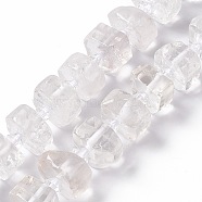 Natural Quartz Crystal Beads Strands, Rock Crystal, Faceted, Flat Round, 14x14x5~8.5mm, Hole: 1.8mm, about 30pcs/strand, 14.76 inch(37.5cm)(G-C008-B02)