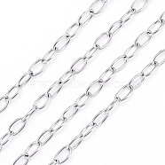 304 Stainless Steel Cable Chains, Soldered, with Card Paper, Oval, Stainless Steel Color, Links: 3x2x0.4mm, about 32.8 Feet(10m)/card(CHS-L024-013B)