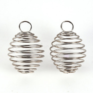 304 Stainless Steel Wire Pendant, Spiral Bead Cage Pendants, Stainless Steel Color, 29x20.5x20.5mm, Hole: 6mm(STAS-Q238-035)
