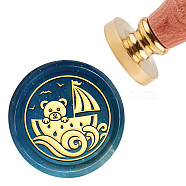 Brass Wax Seal Stamp with Handle, for DIY Scrapbooking, Bear Pattern, 3.5x1.18 inch(8.9x3cm)(AJEW-WH0184-0210)