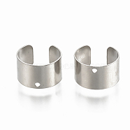 304 Stainless Steel Ear Cuff Findings, with Hole, Stainless Steel Color, 10~11x6mm, Hole: 0.8mm(X-STAS-S078-17)