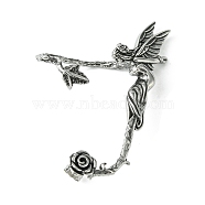 316 Surgical Stainless Steel Cuff Earrings, Flower, Left, Angel & Fairy, 63x48mm(EJEW-E300-11AS-02)