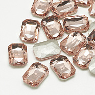 Pointed Back Glass Rhinestone Cabochons, Faceted, Rectangle Octagon, Vintage Rose, 10x8x3.5mm(RGLA-T079-8x10mm-08)