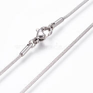 304 Stainless Steel Snake Chain Necklaces, with Lobster Claw Clasps, Stainless Steel Color, 19.68 inch(50cm)(NJEW-L160-010P)