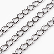 Brass Twisted Chains, Curb Chains, Soldered, with Spool, Oval, Lead Free & Cadmium Free, Gunmetal, 5x4x0.5mm, about 16.4 Feet(5m)/roll(X-CHC-Q001-5x4mm-B)