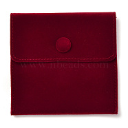 Square Velvet Jewelry Bags, with Snap Fastener, Dark Red, 10x10x1cm(TP-B001-01B-01)