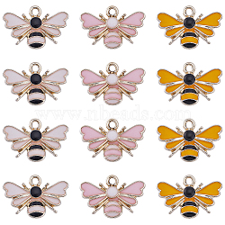 30Pcs 3 Colors Alloy Enamel Pendants, Bee Charm, Golden, 15x22.5x2mm, Hole: 2mm, 10pcs/color(ENAM-SC0004-26G)
