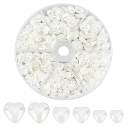 ARRICRAFT ABS Plastic Imitation Pearl Cabochons, AB Color Plated, Heart, Antique White, 330pcs/box(PACR-AR0001-02)