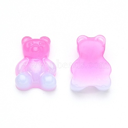 Gradient Color Opaque Resin Cabochons, with Glitter Powder Bear, Deep Pink, 20.5x15x6.5mm(CRES-R196-01A)