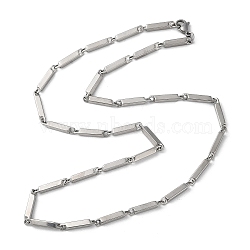 201 Stainless Steel Bar Link Chain Necklaces for Men Women, Stainless Steel Color, 19.92~20.00 inch(50.6~50.8cm)(NJEW-G112-07C-P)