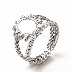Tarnish Resistant 304 Stainless Steel Sun Open Cuff Ring Settings, with Oval Tray, Stainless Steel Color, Inner Diameter: 17mm, Tray: 8.5x6.5mm(X-RJEW-B027-23P)