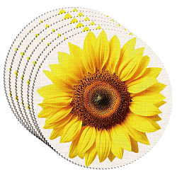 6Pcs Polyester Table Cloth, for Dining Table Decoration, Square, Sunflower, 380x380mm(AJEW-WH0527-003)