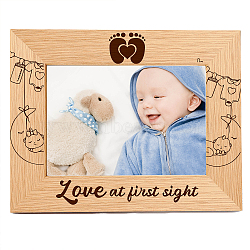 Natural Wood Photo Frames, for Tabletop Display Photo Frame, Rectangle with Word, Baby Pattern, 102x152mm(DIY-WH0247-007)