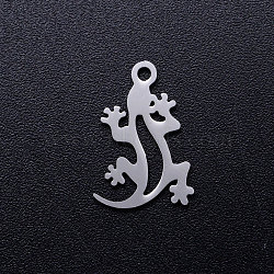 201 Stainless Steel Hollow Pendants, Lizard, Stainless Steel Color, 16x10.5x1mm, Hole: 1.5mm(STAS-Q201-JN284-1)