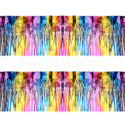 Plastic Foil Fringe Curtains, Wavy Tinsel Wall Backdrops, for Birthday Wedding Party Christmas Baby Shower Decorations, Colorful, 300x3000x0.1mm(DIY-WH0028-106A)