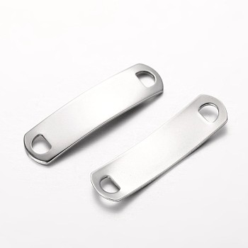 Rectangle 304 Stainless Steel Links connectors, Stainless Steel Color, 38.5x10x1mm, Hole: 4x5mm