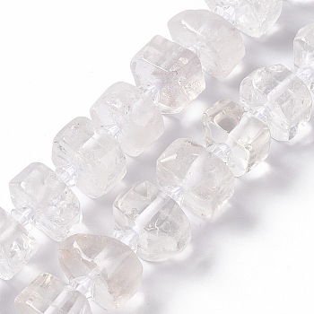 Natural Quartz Crystal Beads Strands, Rock Crystal, Faceted, Flat Round, 14x14x5~8.5mm, Hole: 1.8mm, about 30pcs/strand, 14.76 inch(37.5cm)
