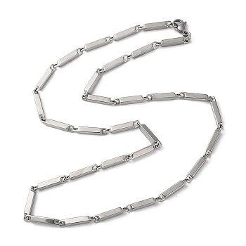 201 Stainless Steel Bar Link Chain Necklaces for Men Women, Stainless Steel Color, 19.92~20.00 inch(50.6~50.8cm)