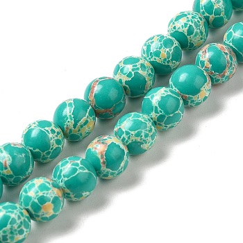 Synthetic Imperial Jasper Dyed Beads Strands, Round, Turquoise, 8mm, Hole: 1.2mm, about 47~48pcs/strand, 14.96''~15.16''(38~38.5cm)