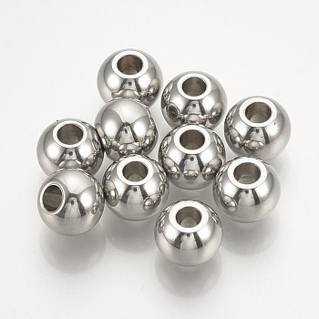 304 Stainless Steel Spacer Beads, Round, Stainless Steel Color, 3x2mm, Hole: 1.5mm