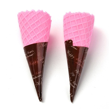 Opaque Resin Decoden Cabochons, Ice Cream Cone, Pink, 69x24mm