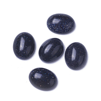 Synthetic Blue Goldstone Cabochons, Oval, 9x7x3.5~4mm