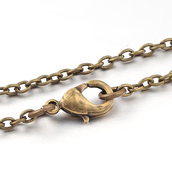 Iron Cable Chain Necklace Making, with Lobster Claw Clasps, Antique Bronze, 27.5 inch