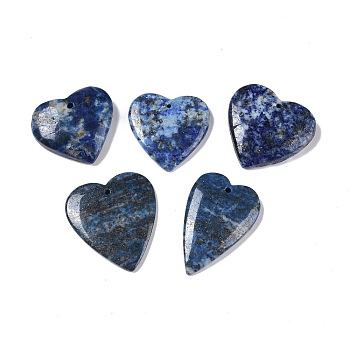 Natural Lapis Lazuli Pendant, Heart, 23~31.5x21~27x3~6mm, Hole: 1.4mm