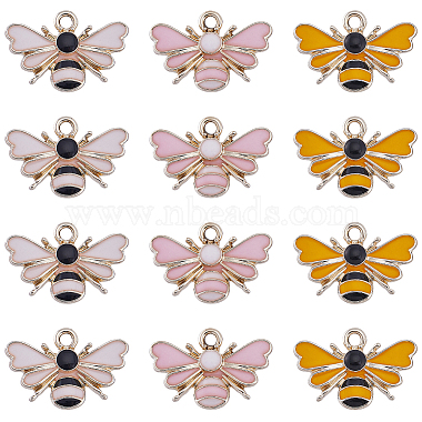 Golden Bees Alloy+Enamel Pendants