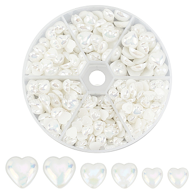 Antique White Heart ABS Plastic Cabochons