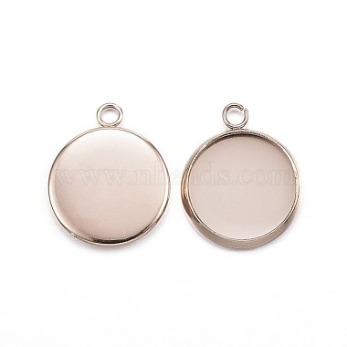 Rose Gold Flat Round Stainless Steel Pendants