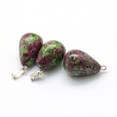 Teardrop Natural Ruby in Zoisite Pendants(G-Q435-25)-2