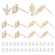 12Pcs 2 Style Brass Micro Pave Clear Cubic Zirconia Leaf Stud Earring Findings(KK-HY0001-77)-1