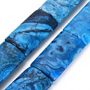 Natural Crazy Agate Beads Strands, Dyed & Heated, Rectangle, 45~46x25x10mm, Hole: 2mm, about 9pcs/strand, 16.14 inch(41cm)(G-S359-352)
