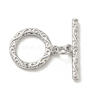 Brass Toggle Clasps, Real Platinum Plated, 20mm long, rod: 4x18x2mm, ring: 14x12x2mm, hole: 1.2mm(KK-Q809-32P)