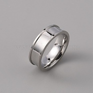 201 Stainless Steel Grooved Finger Ring Settings, Ring Core Blank, for Inlay Ring Jewelry Making, Stainless Steel Color, Inner Diameter: 16mm(STAS-WH0027-27A-P)