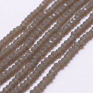 Imitation Jade Glass Beads Strands, Faceted, Rondelle, Coffee, 2.5x1.5~2mm, Hole: 0.5mm, about 185~190pcs/strand, 13.7 inch~14.1 inch(X-EGLA-K010-C03)