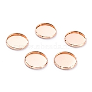 304 Stainless Steel Cabochon Settings, Plain Edge Bezel Cups, Flat Round, Rose Gold, 16x2mm Tray:14mm(STAS-Y001-12E-RG)