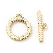 Rack Plating Brass Toggle Clasps, Cadmium Free & Lead Free, Long-Lasting Plated, Heart Ring, Light Gold, Ring: 14x12x1.8mm,  Hole: 1.4mm, Bar: 16x4.5x1.8mm,  Hole: 1.4mm(KK-E034-01LG)