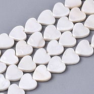 Natural Freshwater Shell Beads Strands, Heart, Linen, 8~9x8~9x2mm, Hole: 0.8mm, about 45~47pcs/strand, 14.06 inch~14.76 inch(35.7~37.5cm)(SHEL-N026-51A-01)