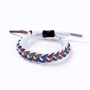 Adjustable Polycotton(Polyester Cotton) Yarn Braided Slider Bracelets, with Zinc Alloy Enamel Findings, Colorful, 1-3/4 inches~3 inches(4.5~7.5cm)(BJEW-P252-E01)